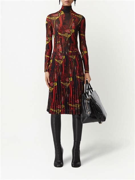 burberry print dresses|Burberry pleated neck franny dress.